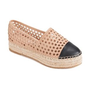 Loeffler Randall Mariko Perforated Platform Flat Buff Black